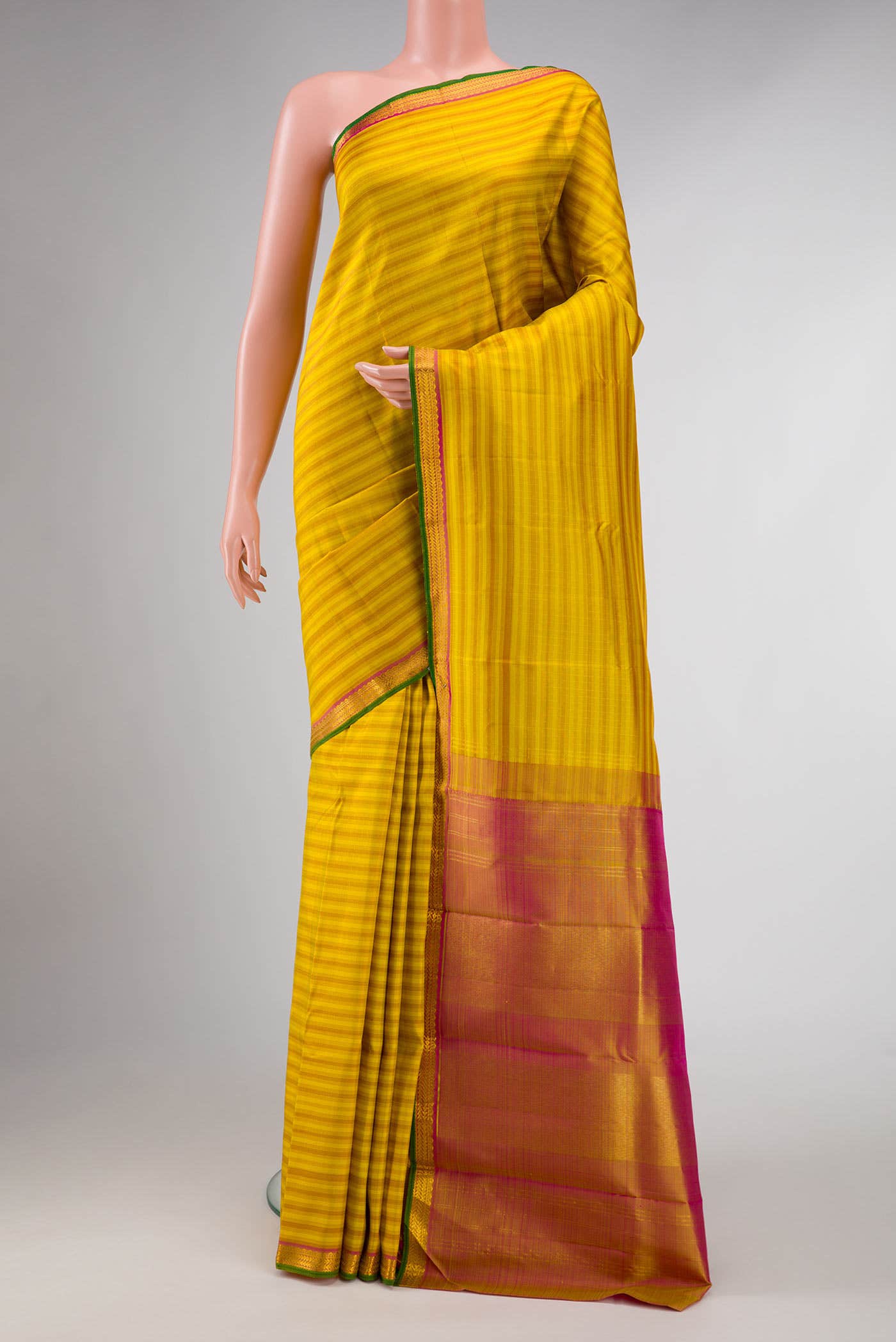 Pure Silk Pure Zari Mustard Dual Tone Kanchipuram Saree