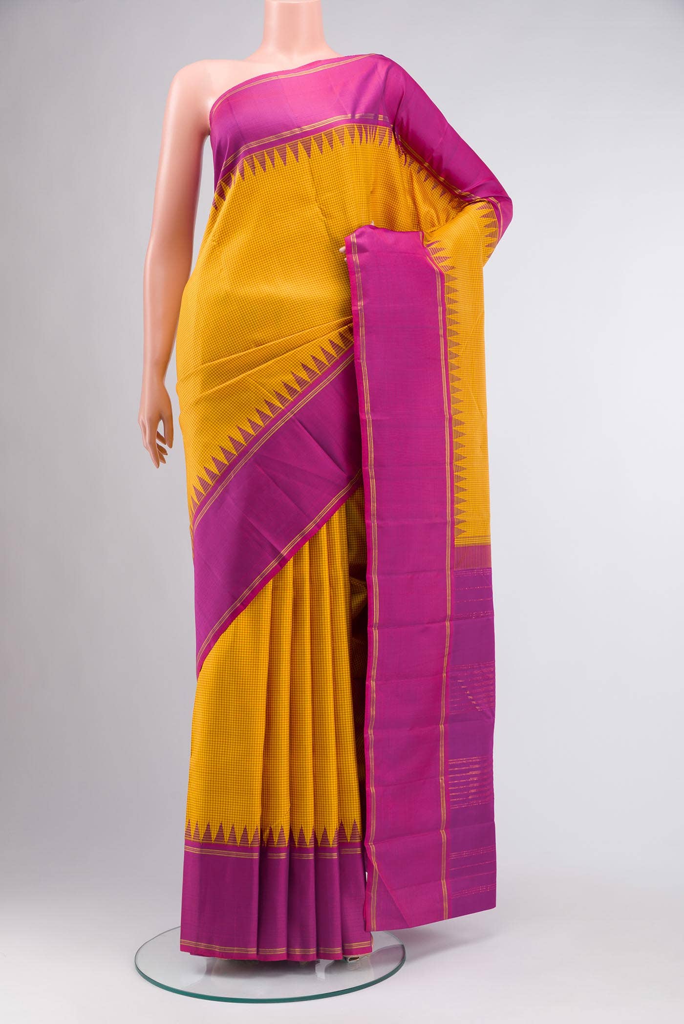 Yellow Kanchipuram Silk Saree