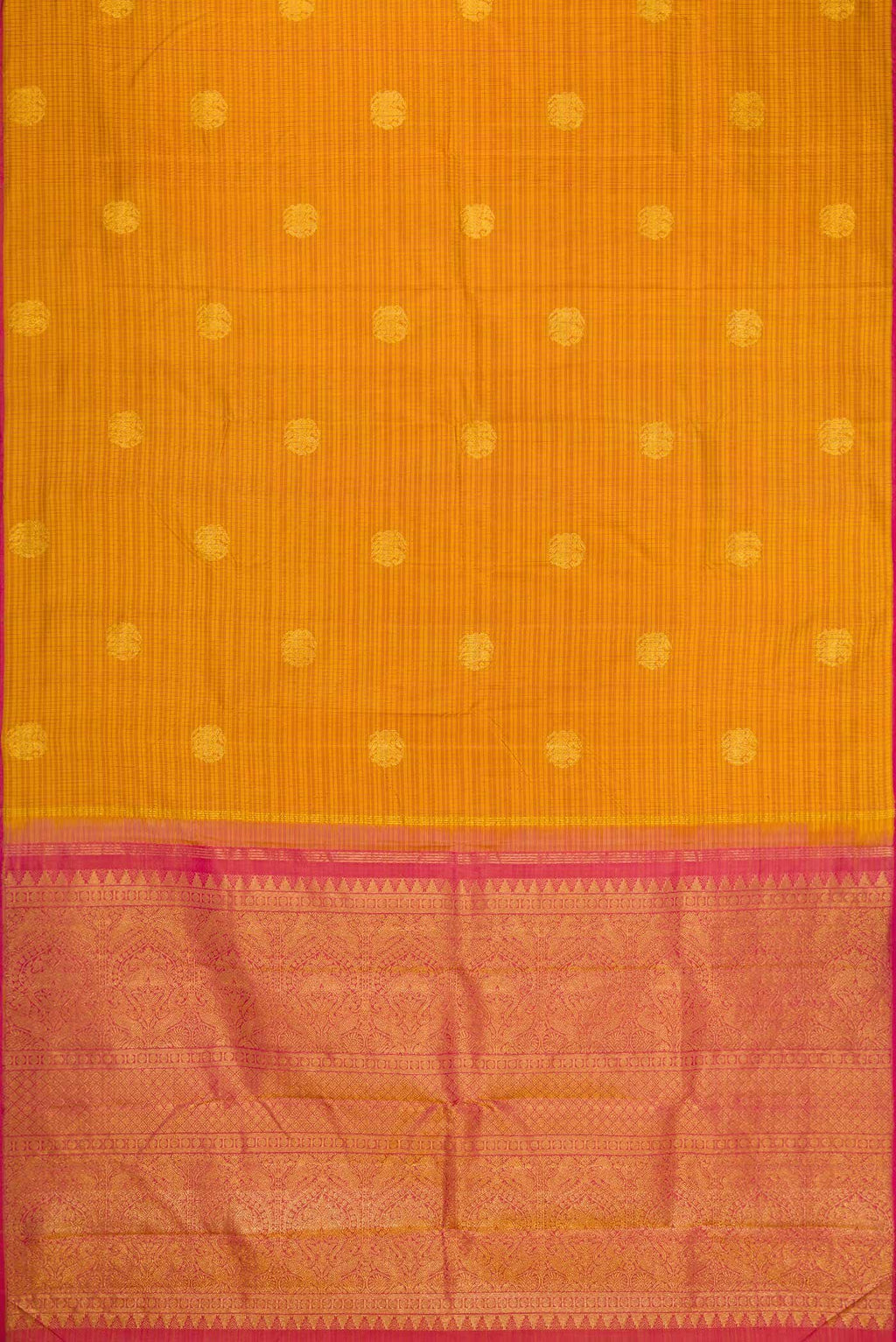 Pure Silk Pure Zari Mustard Dual Tone Kanchipuram Saree