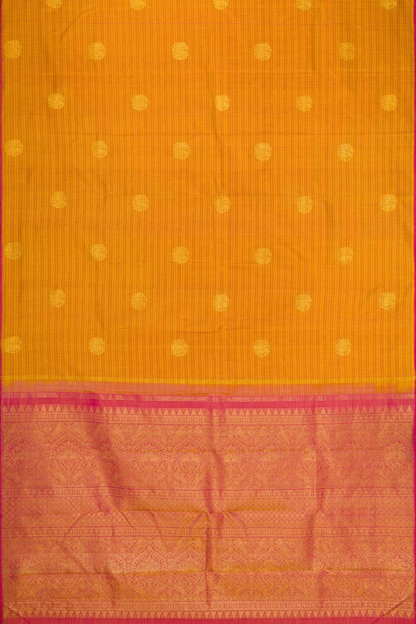 Pure Silk Pure Zari Mustard Dual Tone Kanchipuram Saree