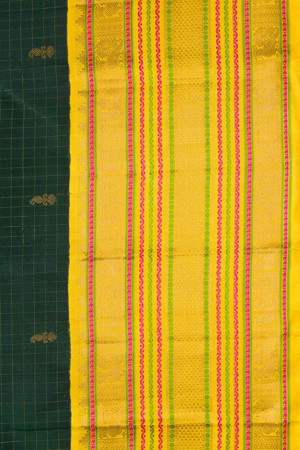 Bottle Green Dual Tone Kanchipuram Silk Saree