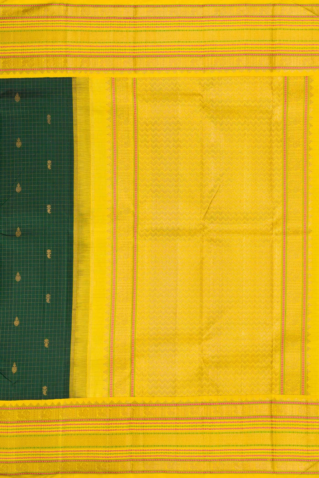 Bottle Green Dual Tone Kanchipuram Silk Saree