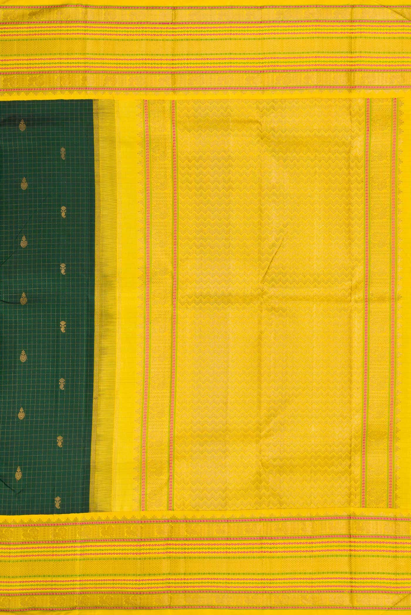 Bottle Green Dual Tone Kanchipuram Silk Saree