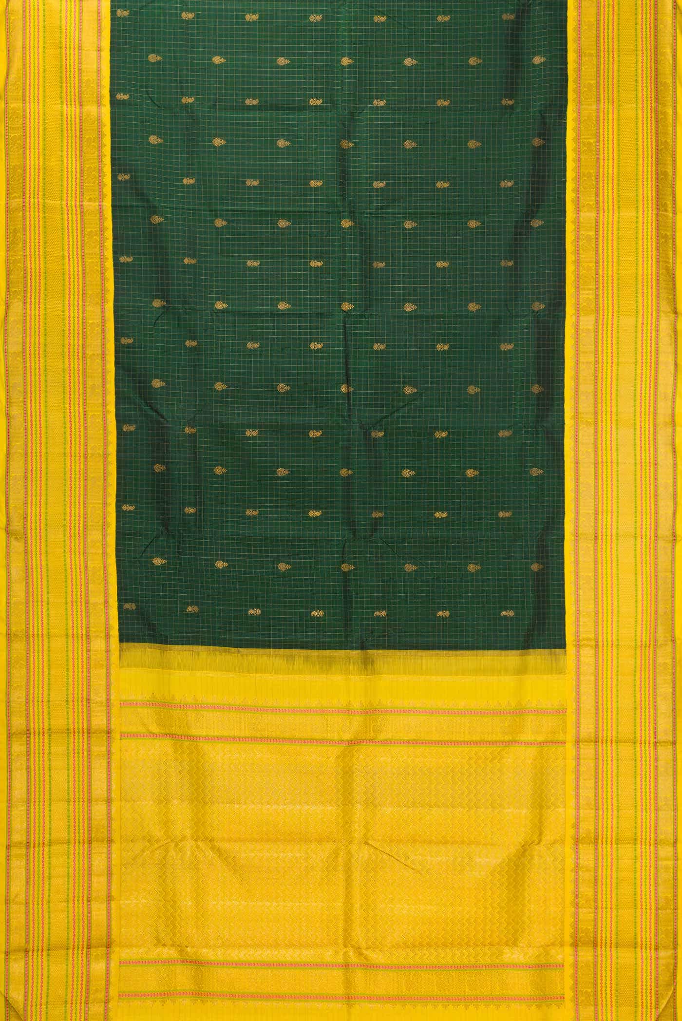 Bottle Green Dual Tone Kanchipuram Silk Saree