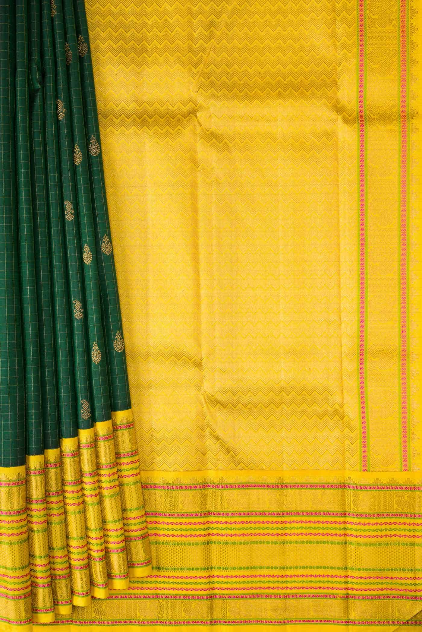 Bottle Green Dual Tone Kanchipuram Silk Saree