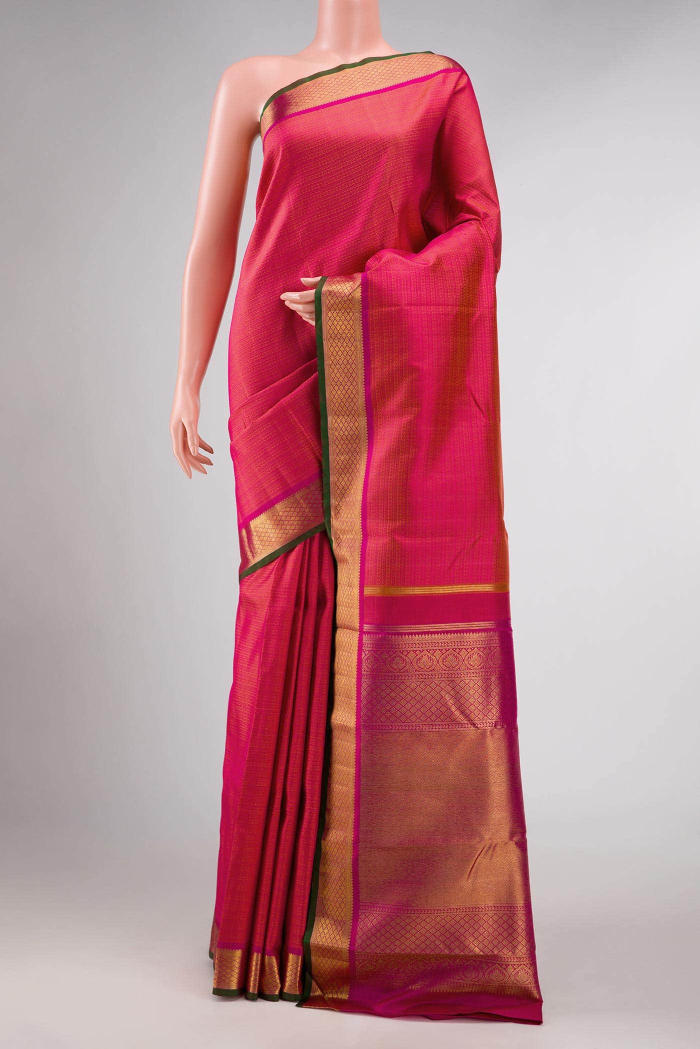 Dark Pink Dual Tone Kanchipuram Silk Saree