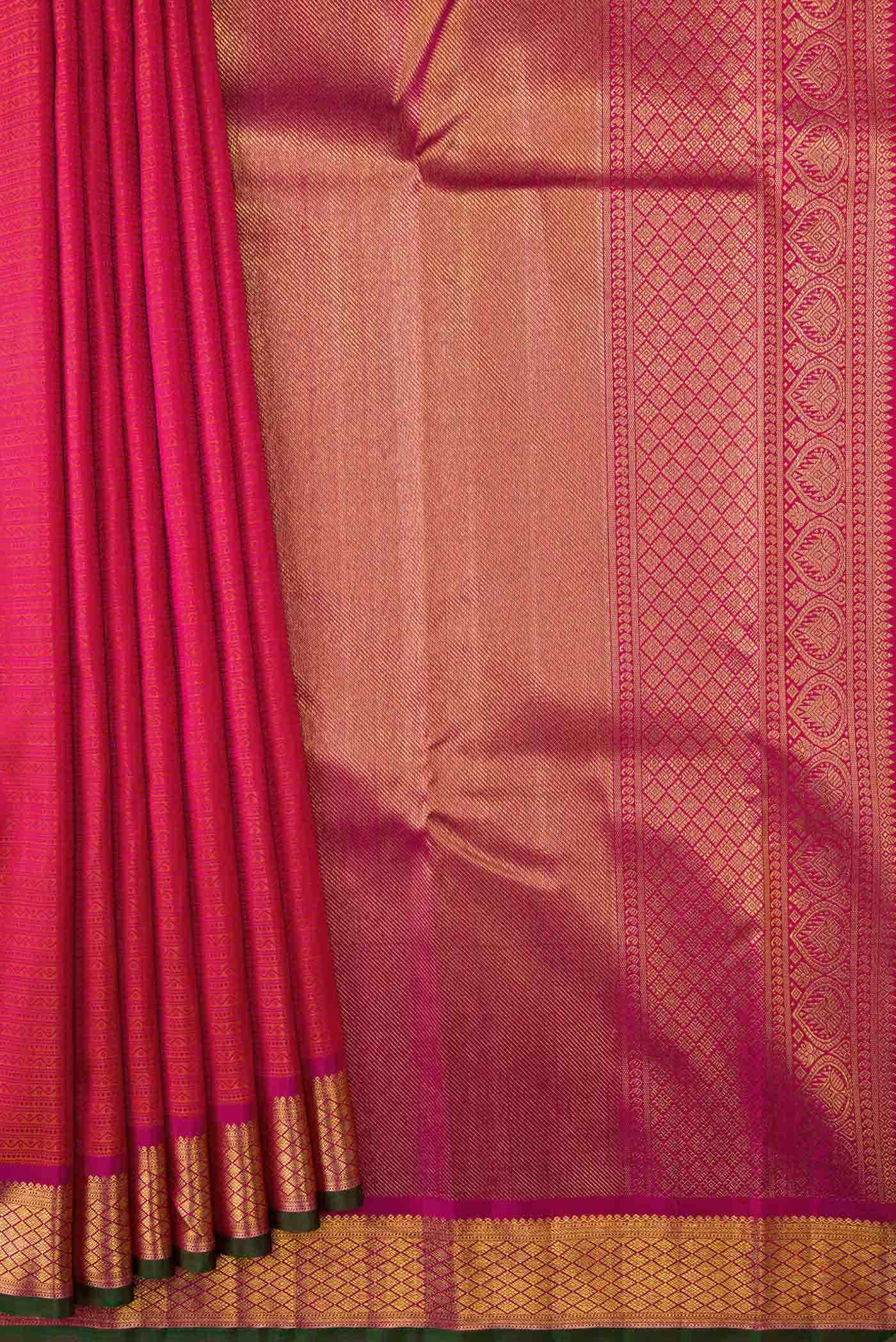 Dark Pink Dual Tone Kanchipuram Silk Saree