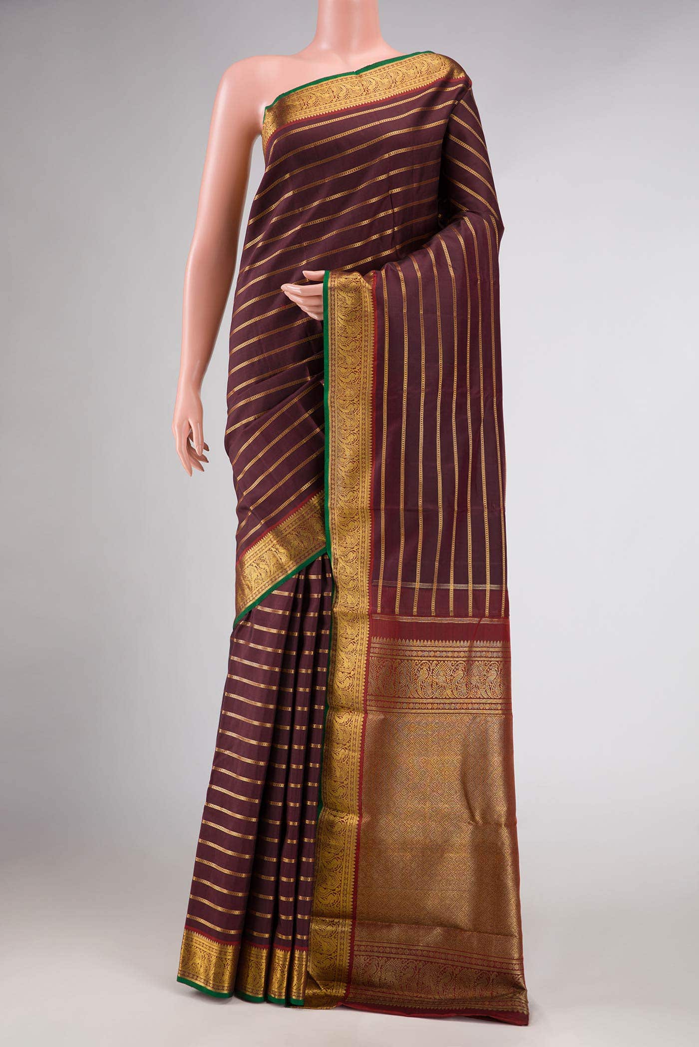 Burgundy Dual Tone Kanchipuram Silk Saree