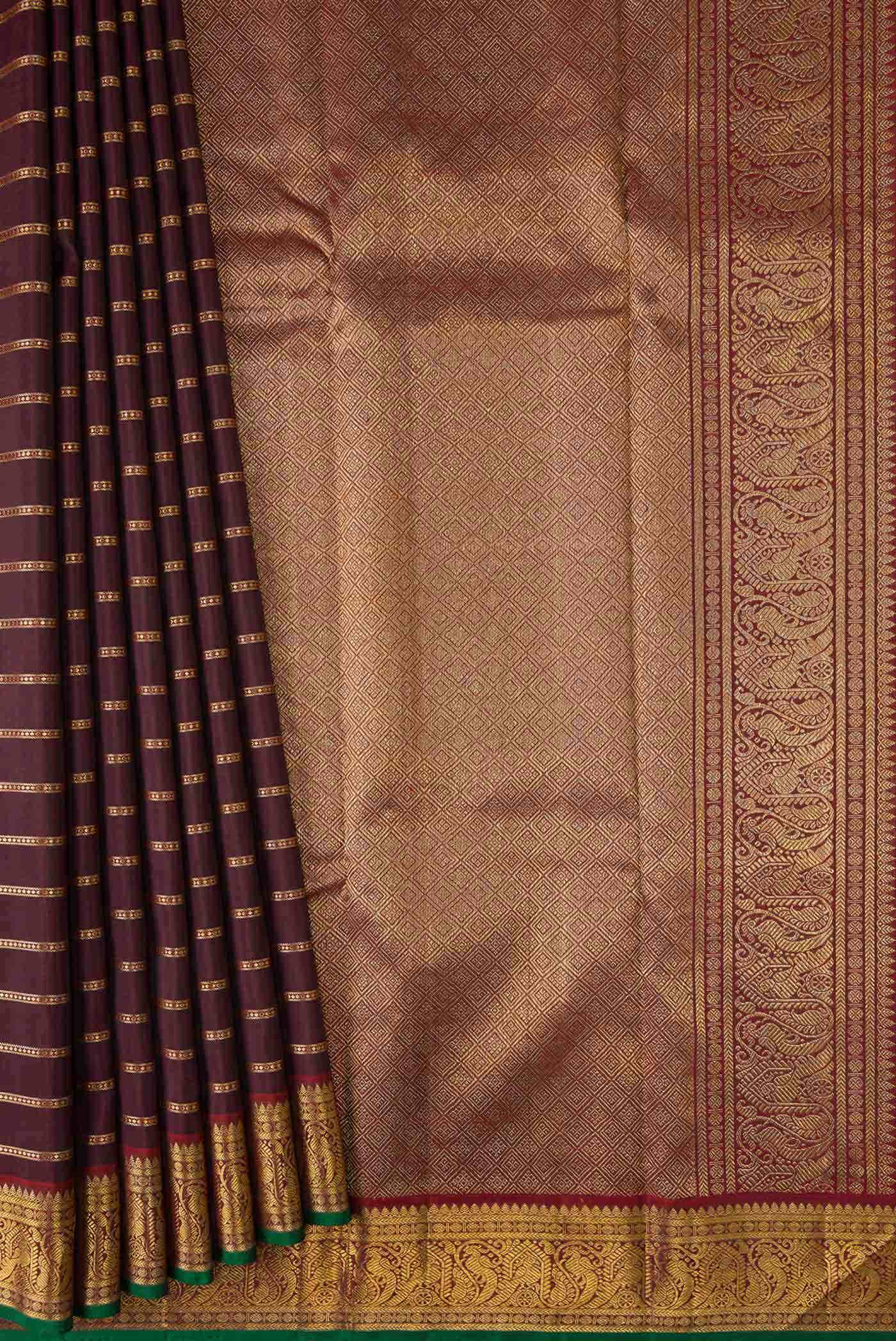 Burgundy Dual Tone Kanchipuram Silk Saree