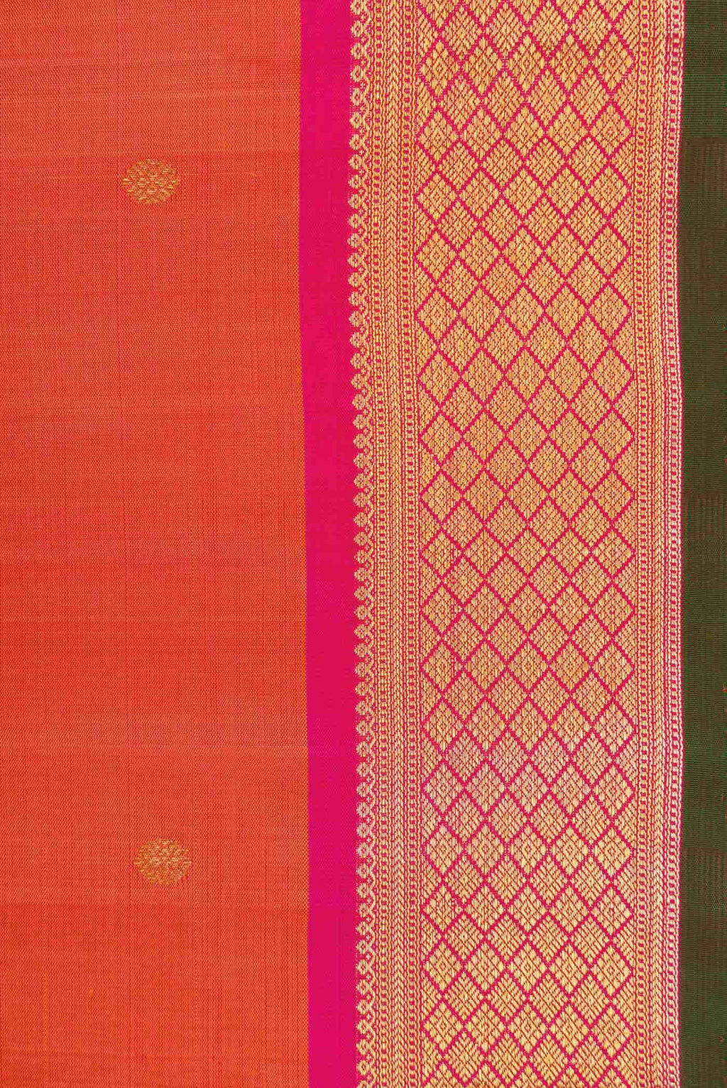 Orange Dual Tone Kanchipuram Silk Saree