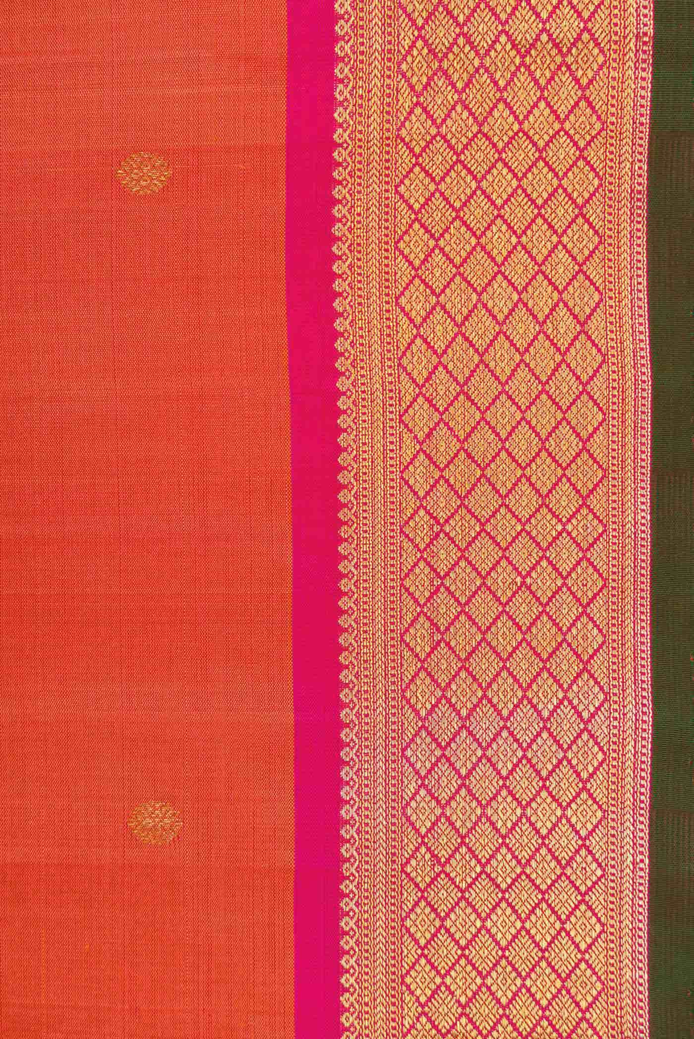 Orange Dual Tone Kanchipuram Silk Saree