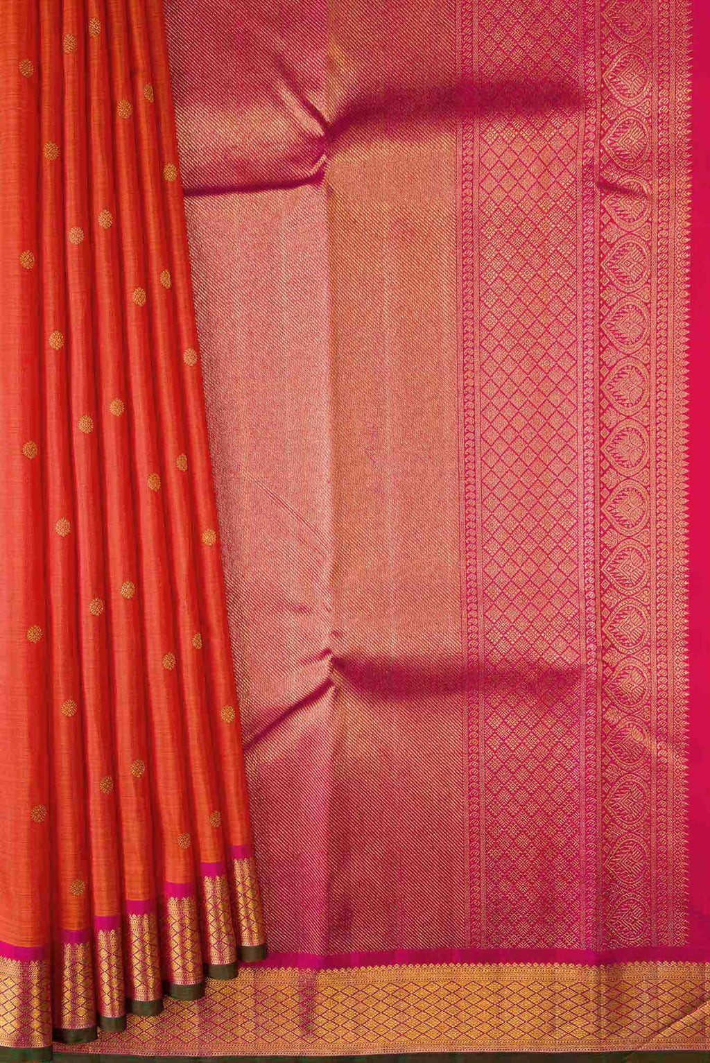 Orange Dual Tone Kanchipuram Silk Saree