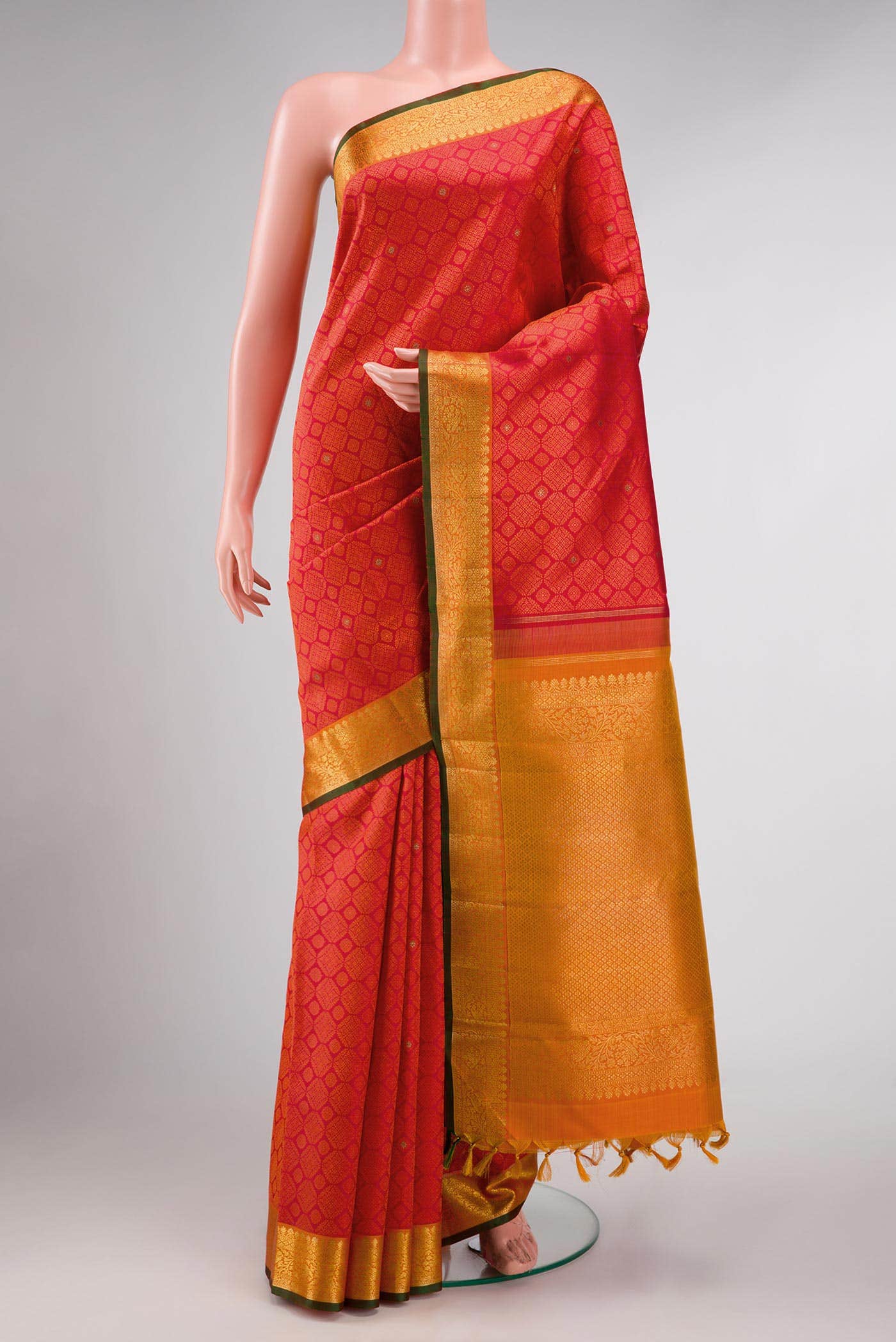 Red Dual Tone Kanchipuram Silk Saree