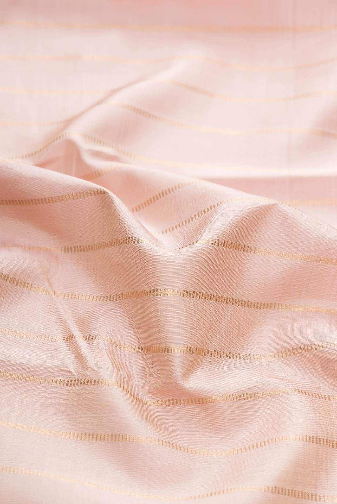 Pure Silk Pure Zari Rose Gold Dual Tone Kanchipuram Saree