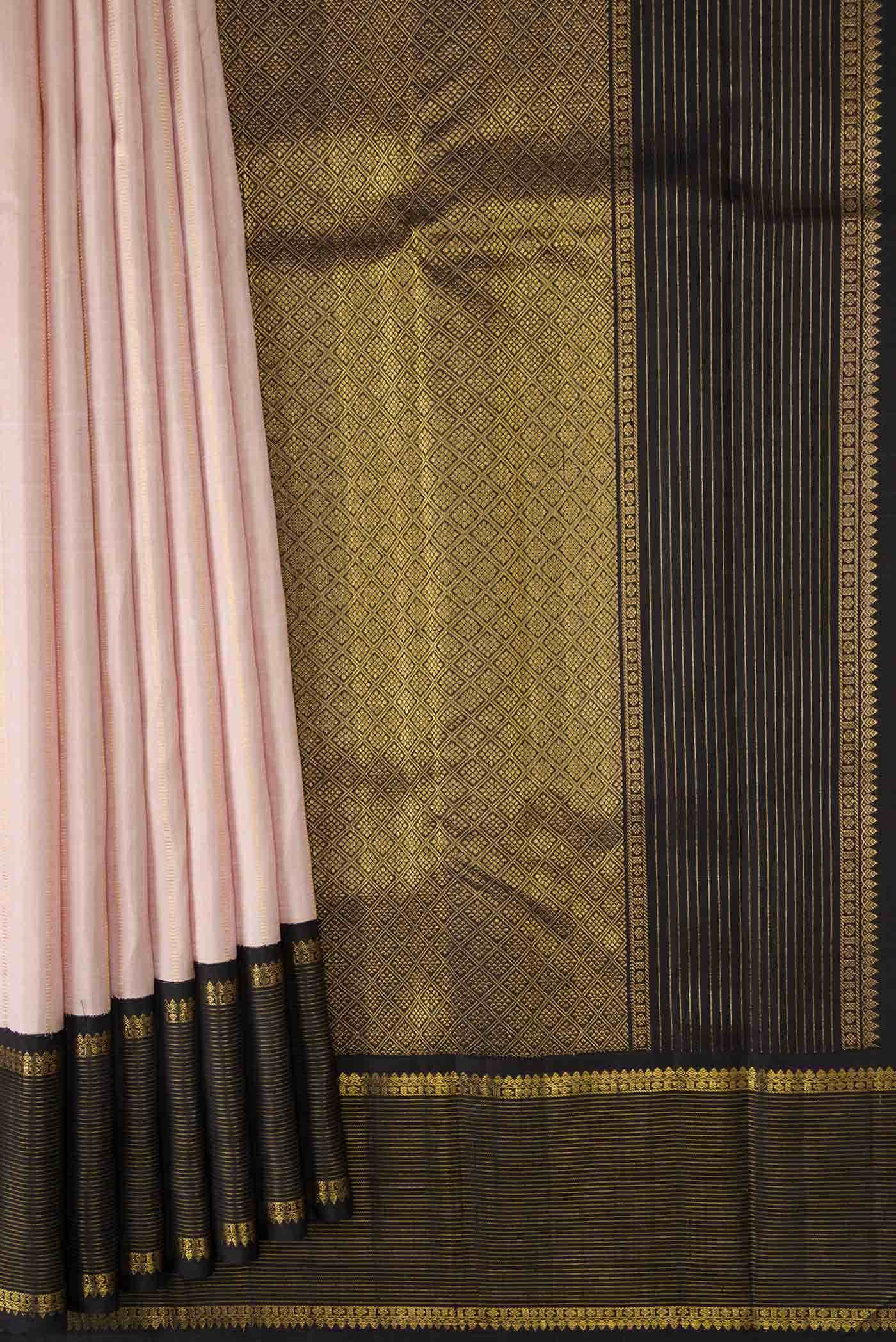 Pure Silk Pure Zari Rose Gold Dual Tone Kanchipuram Saree