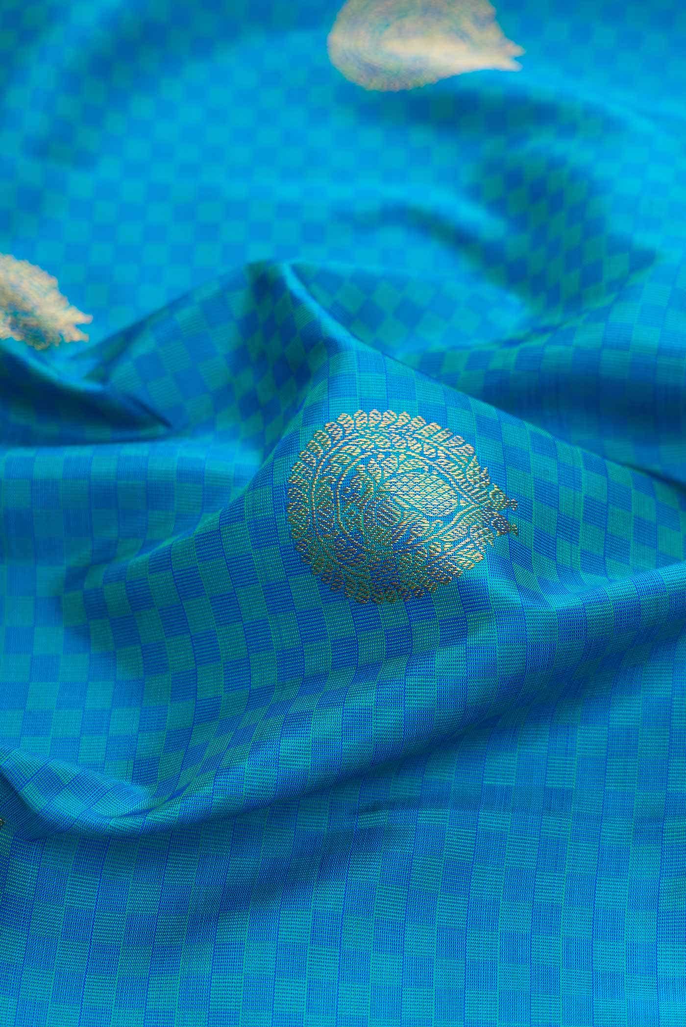 Sky Blue Dual Tone Kanchipuram Silk Saree