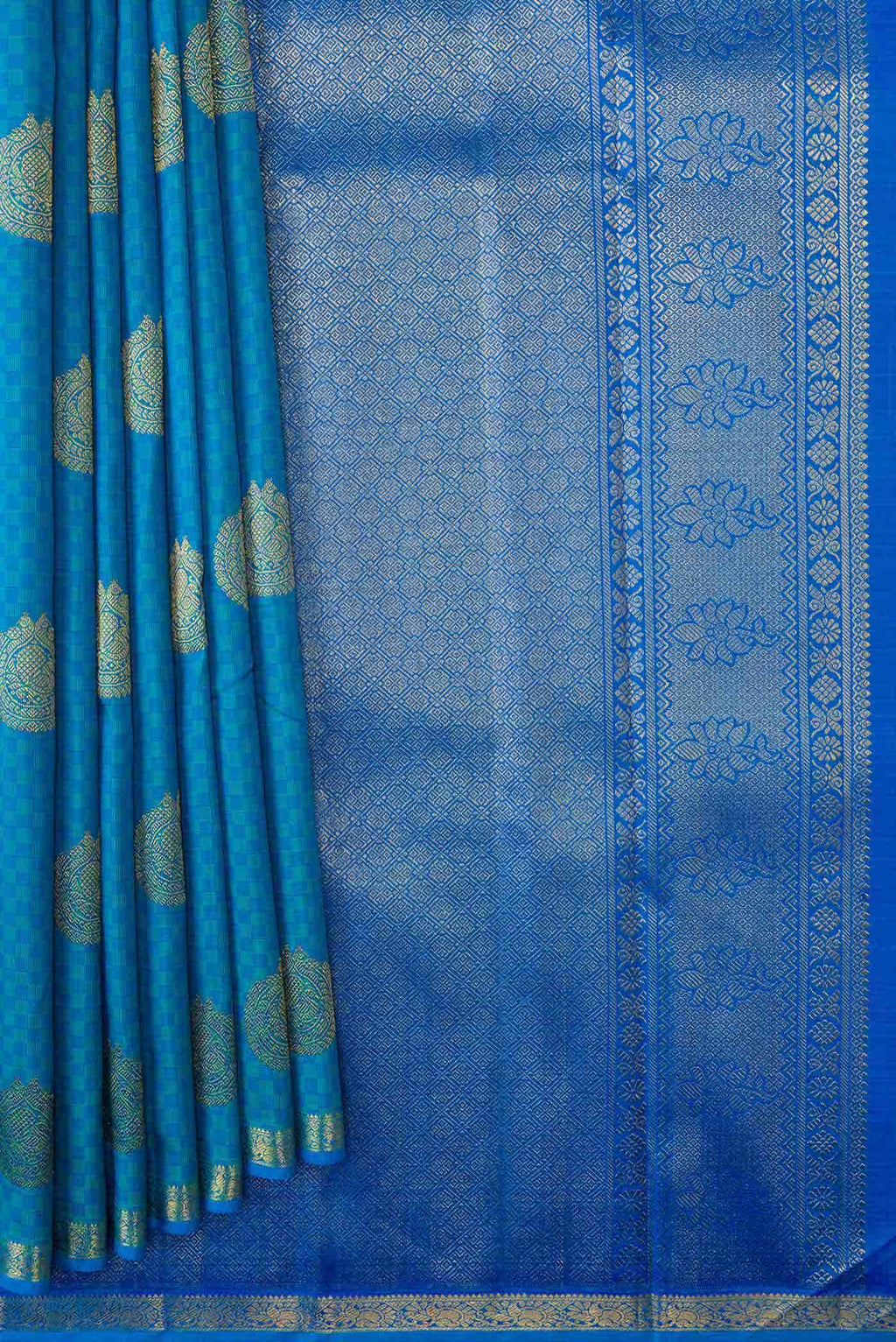 Sky Blue Dual Tone Kanchipuram Silk Saree