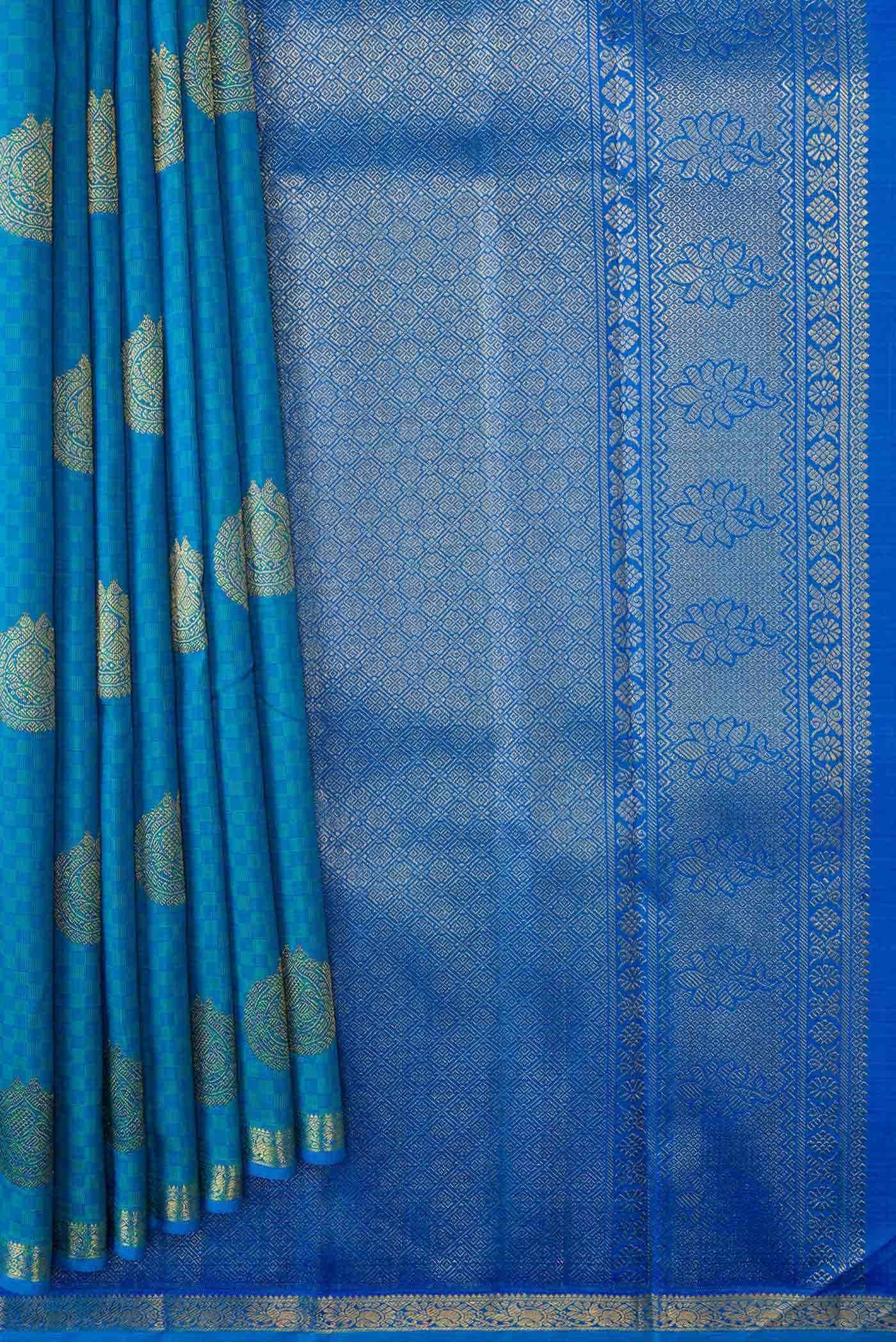 Sky Blue Dual Tone Kanchipuram Silk Saree