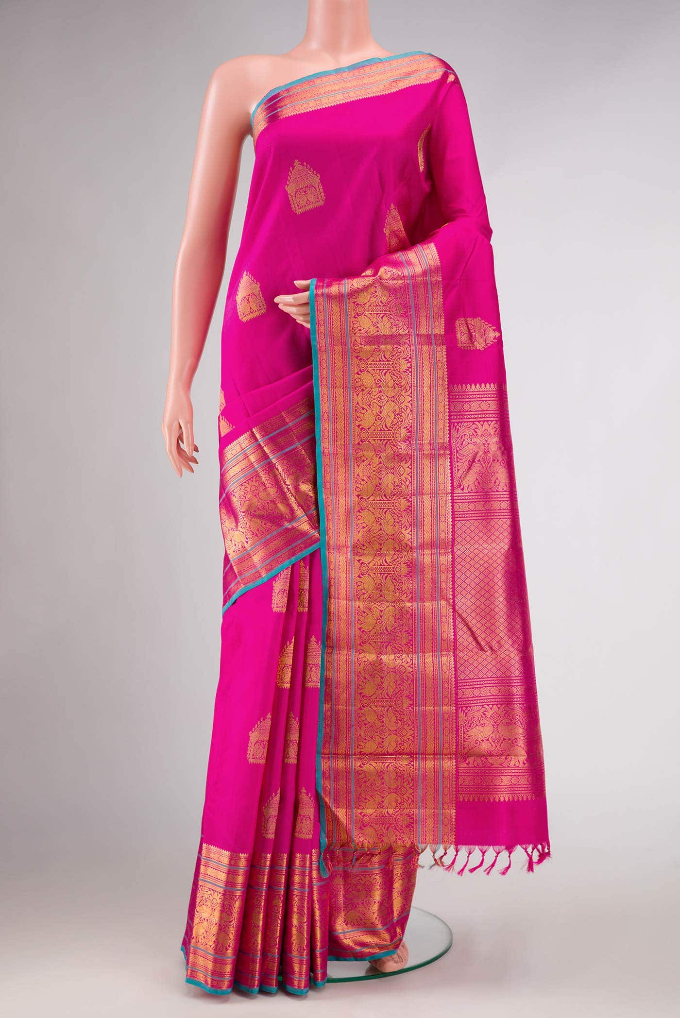 Pink Dual Tone Kanchipuram Silk Saree