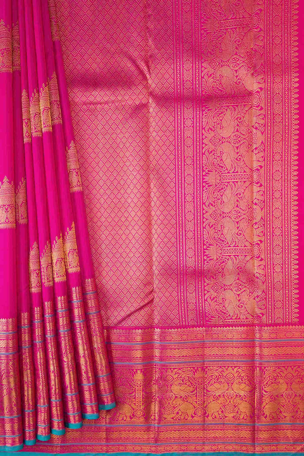 Pink Dual Tone Kanchipuram Silk Saree