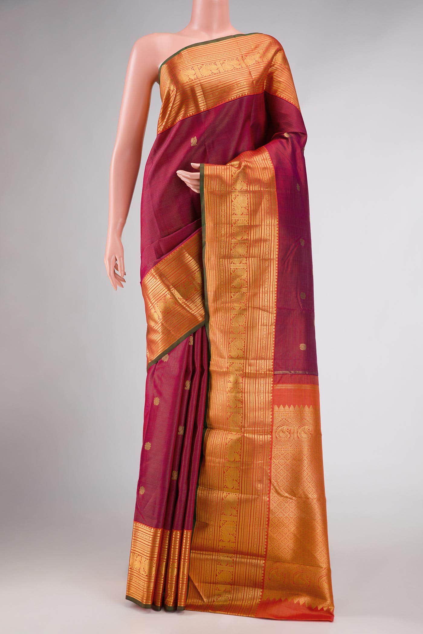 Maroon Dual Tone Kanchipuram Silk Saree