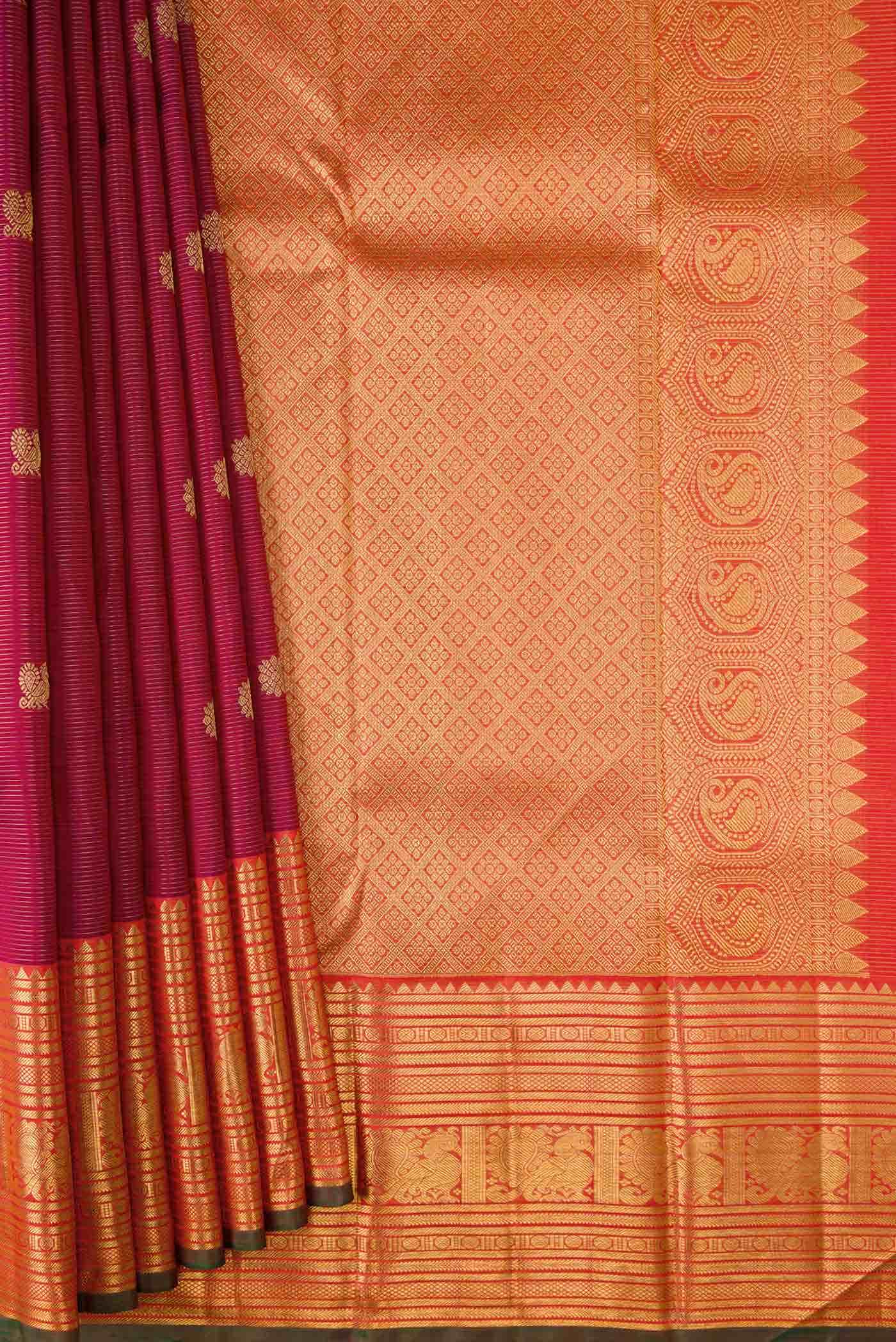 Maroon Dual Tone Kanchipuram Silk Saree