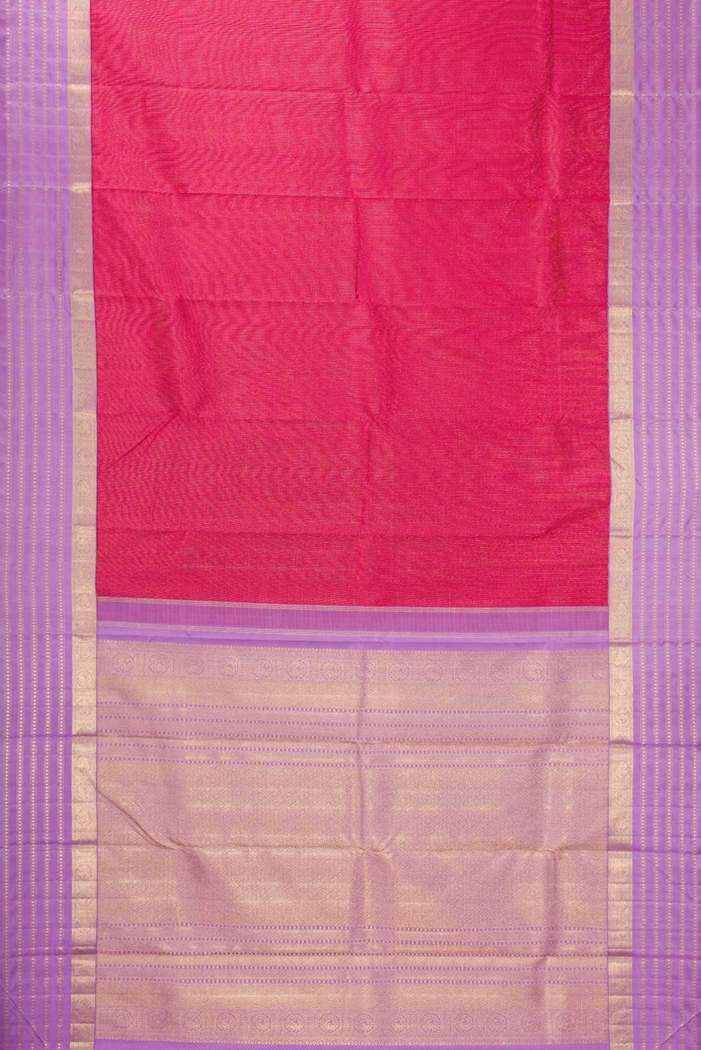 Dark Pink Dual Tone Kanjivaram Silk Saree
