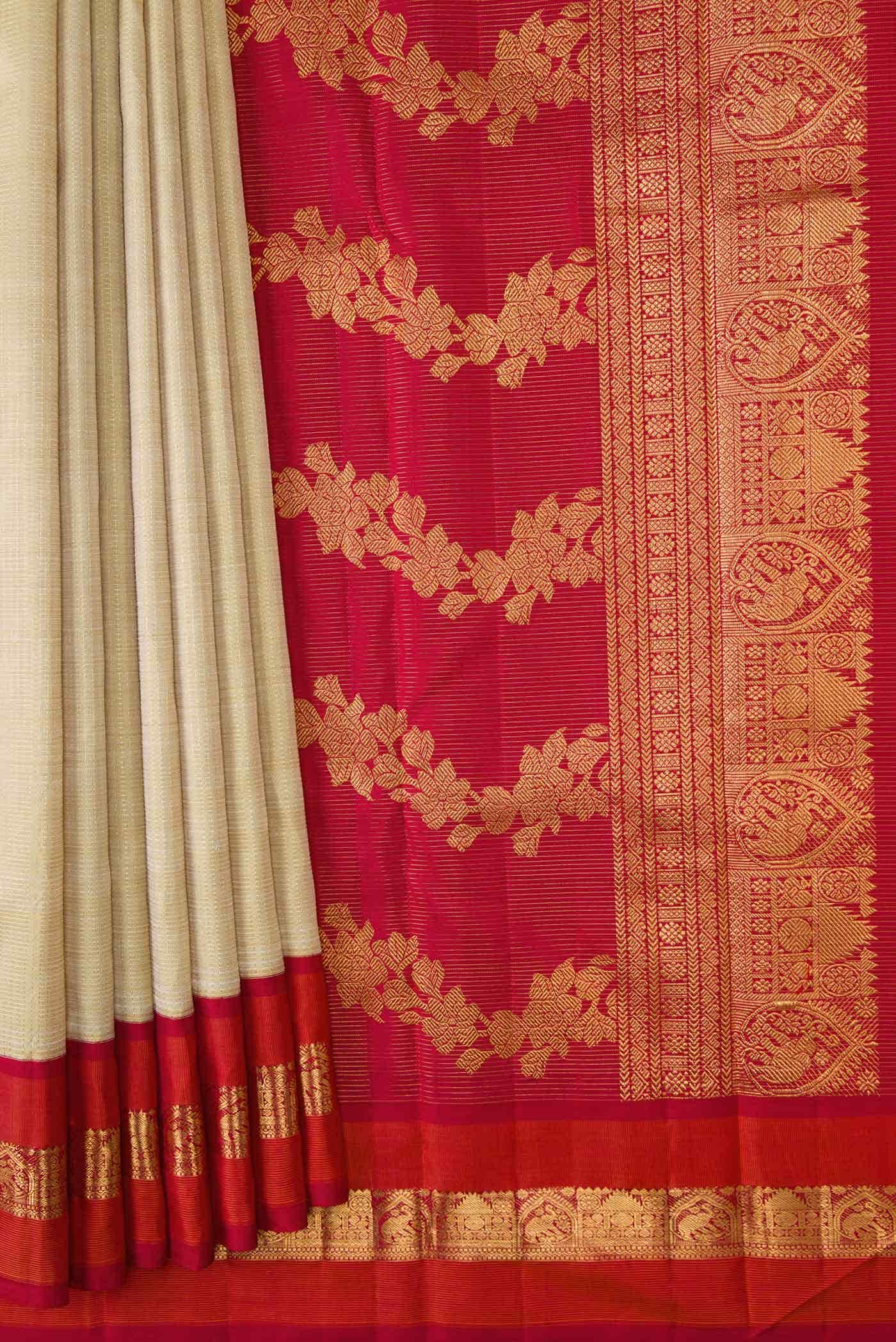 Beige Dual Tone Kanchipuram Silk Saree