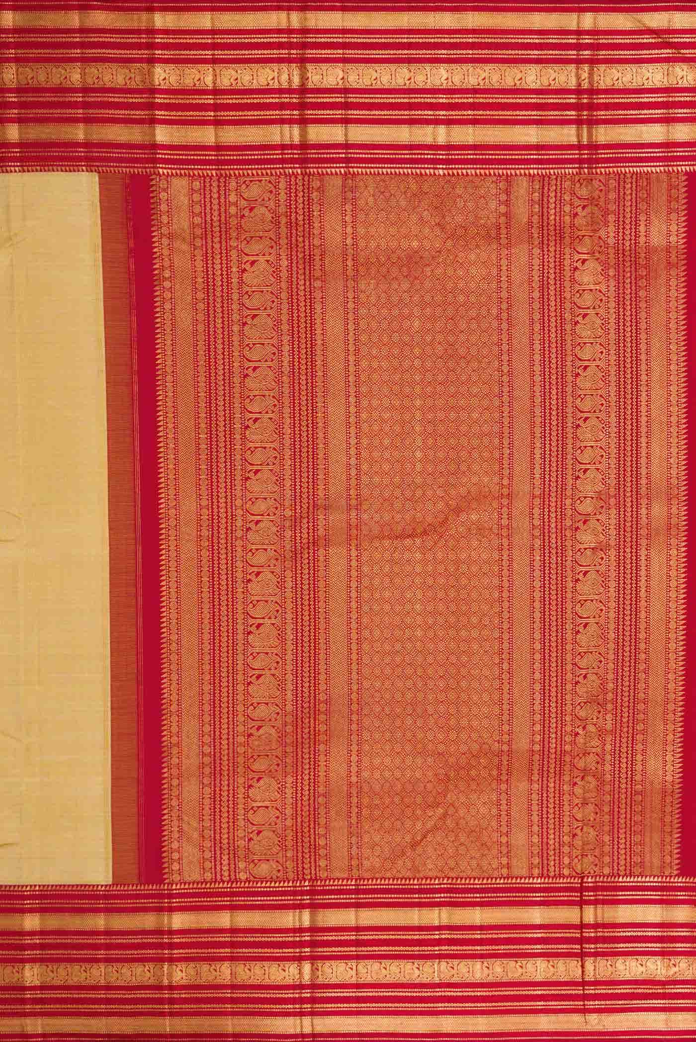 Beige Dual Tone Kanchipuram Silk Saree