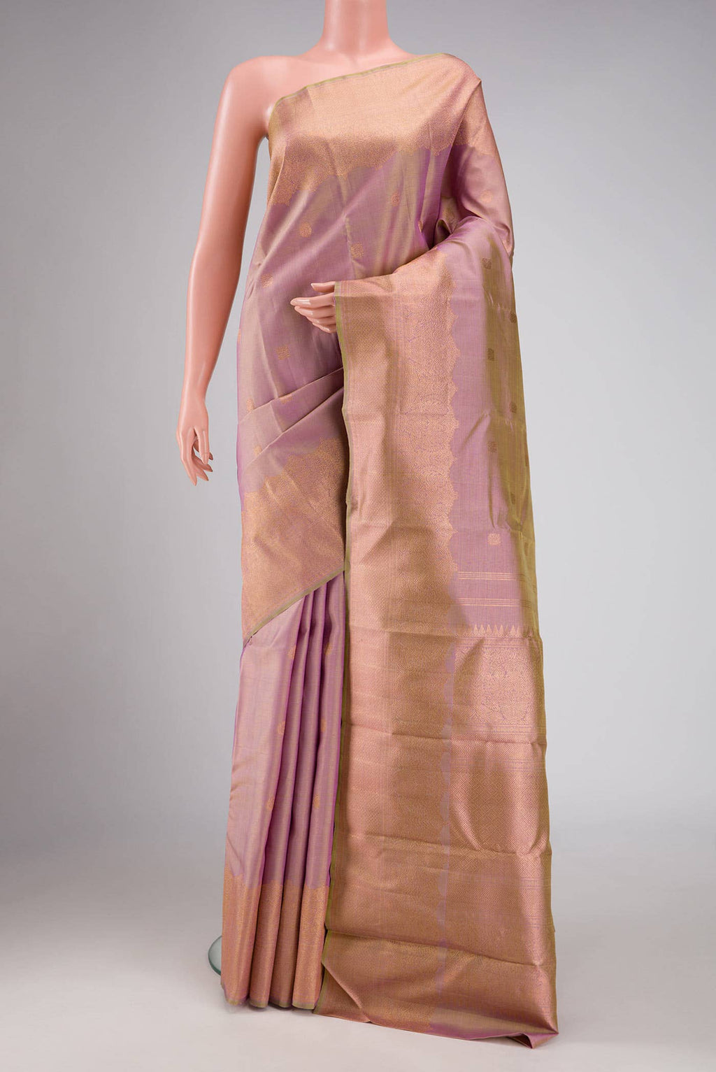 Pink Dual Tone Kanchipuram Silk Saree