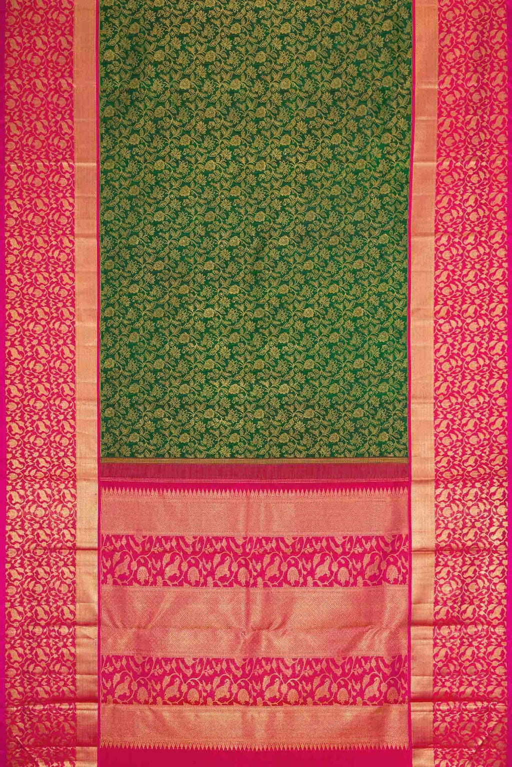 Bottle Green Dual Tone Kanchipuram Silk Saree