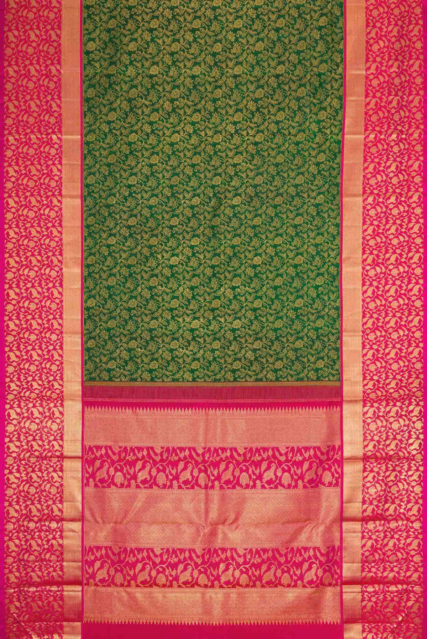 Bottle Green Dual Tone Kanchipuram Silk Saree