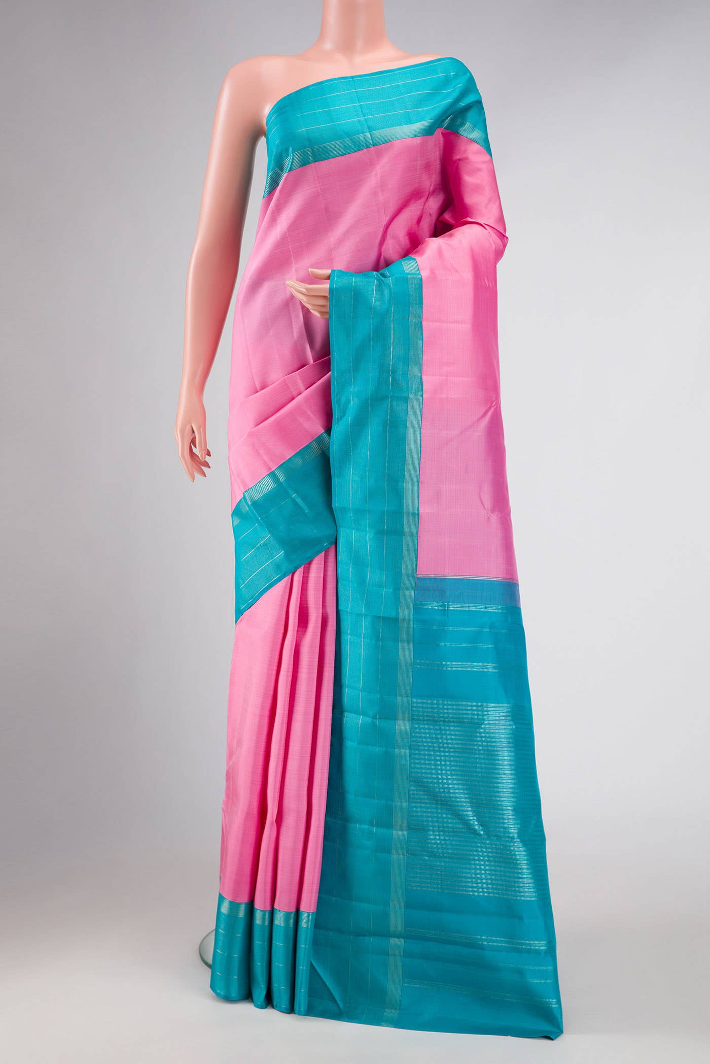 Pink Dual Tone Kanchipuram Silk Saree