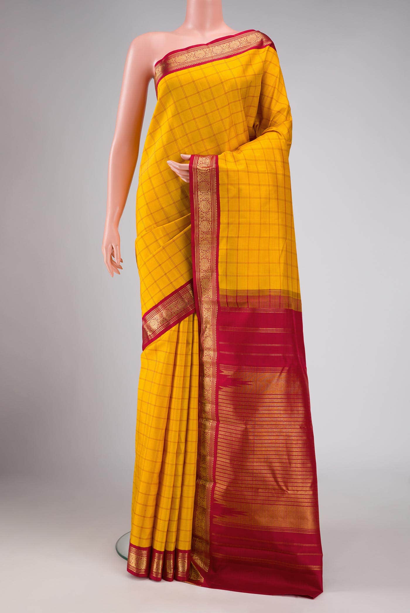 Yellow Dual Tone Kanchipuram Silk Saree