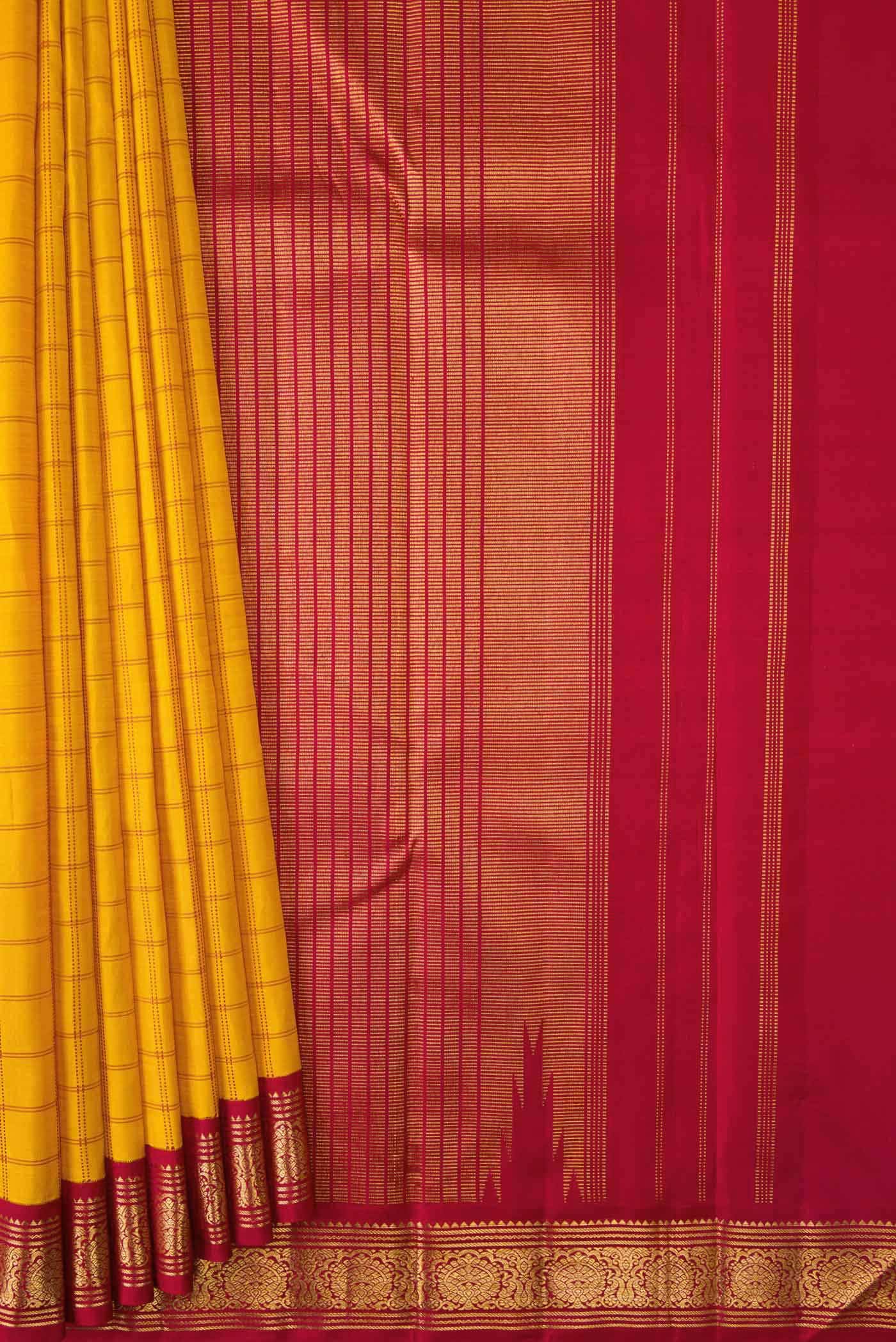Yellow Dual Tone Kanchipuram Silk Saree