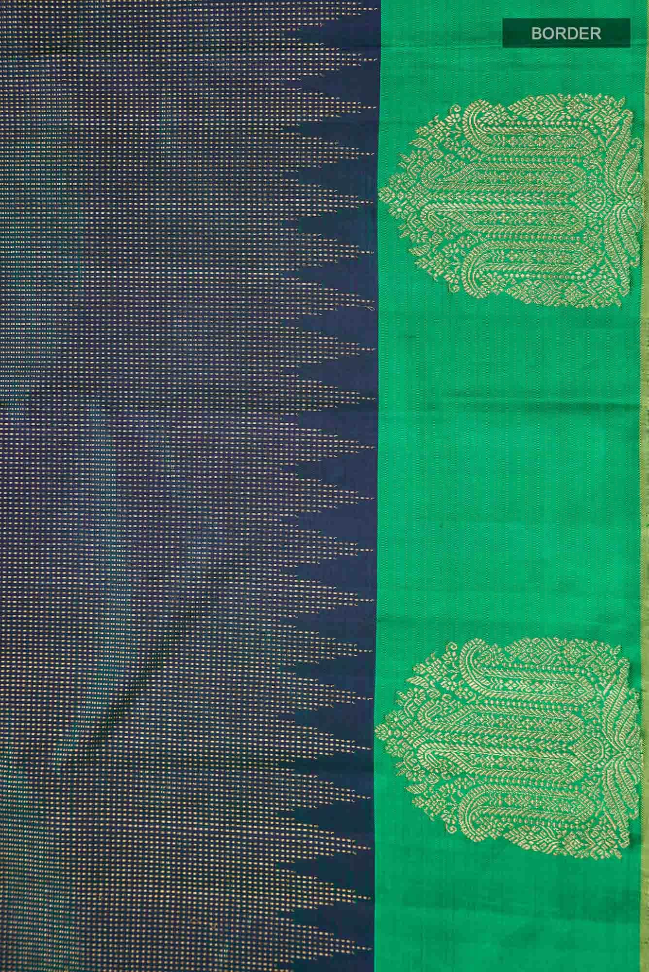 Blue with Green Dual Tone Kanjivaram Silk Saree