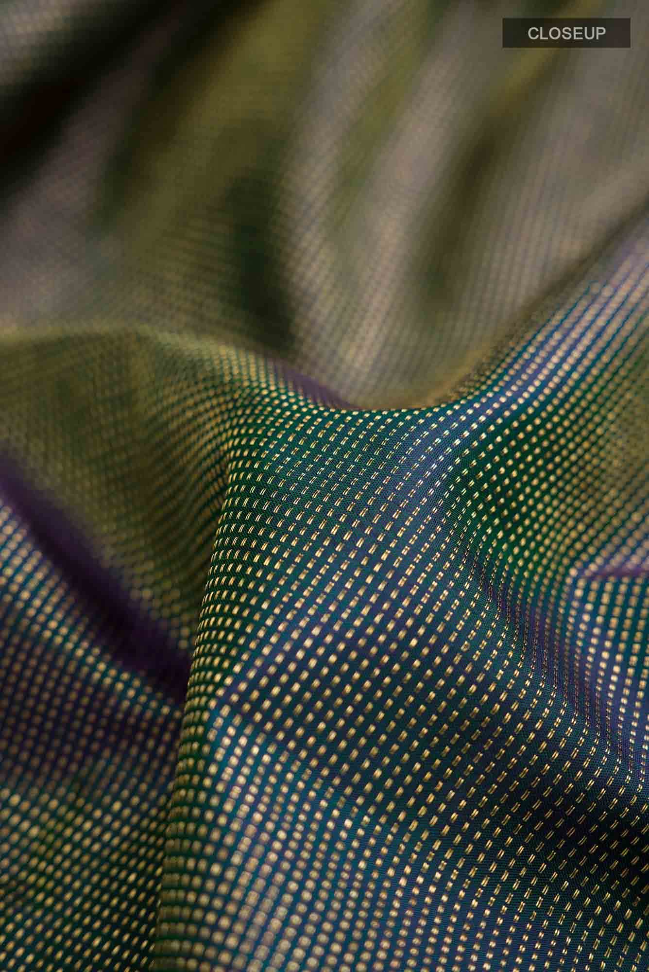 Blue with Green Dual Tone Kanchipuram Silk Saree