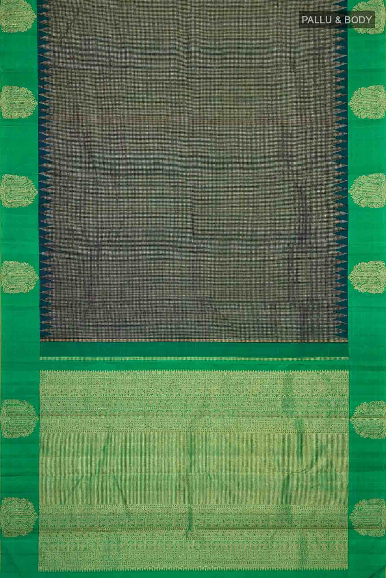 Blue with Green Dual Tone Kanchipuram Silk Saree