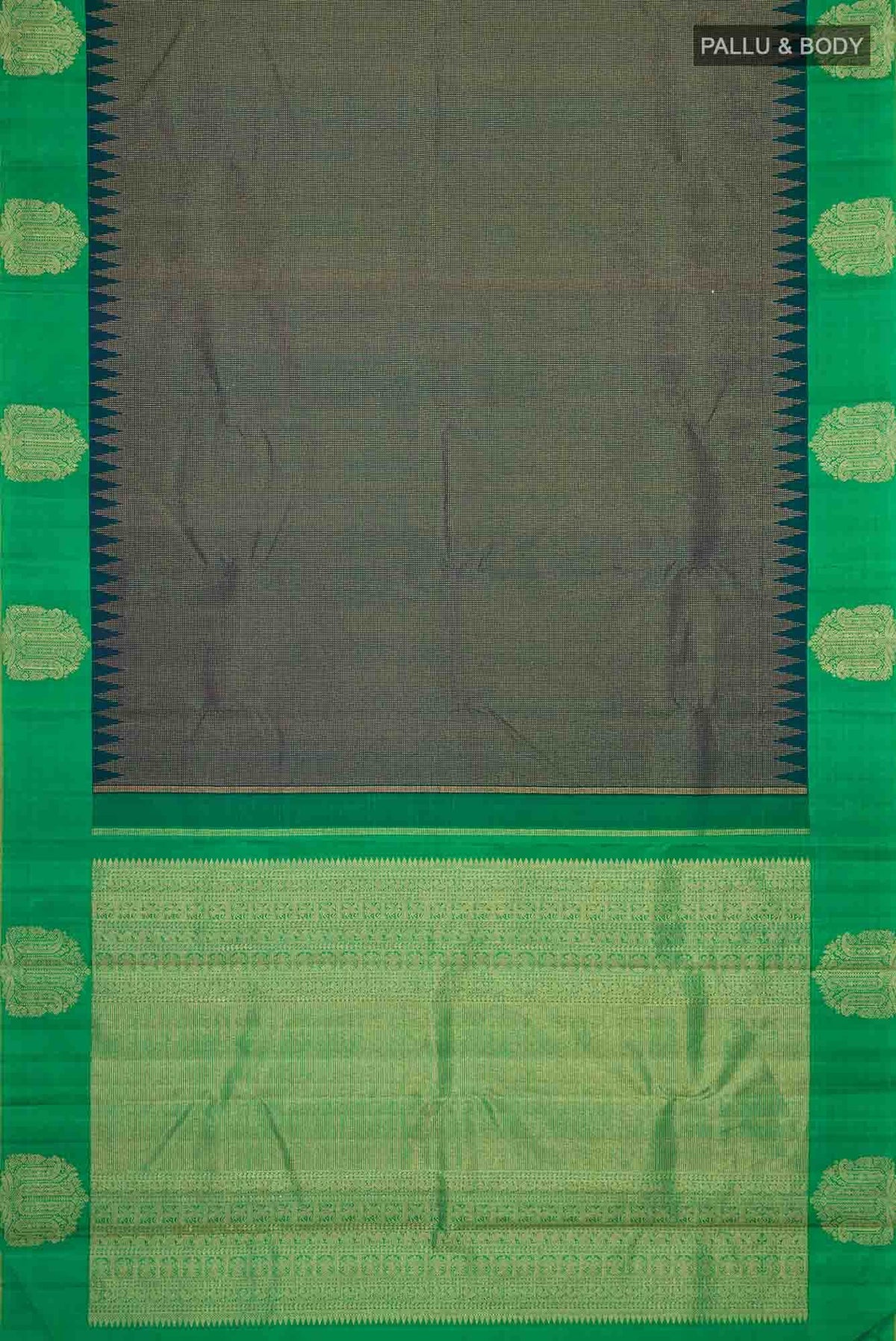 Blue with Green Dual Tone Kanjivaram Silk Saree