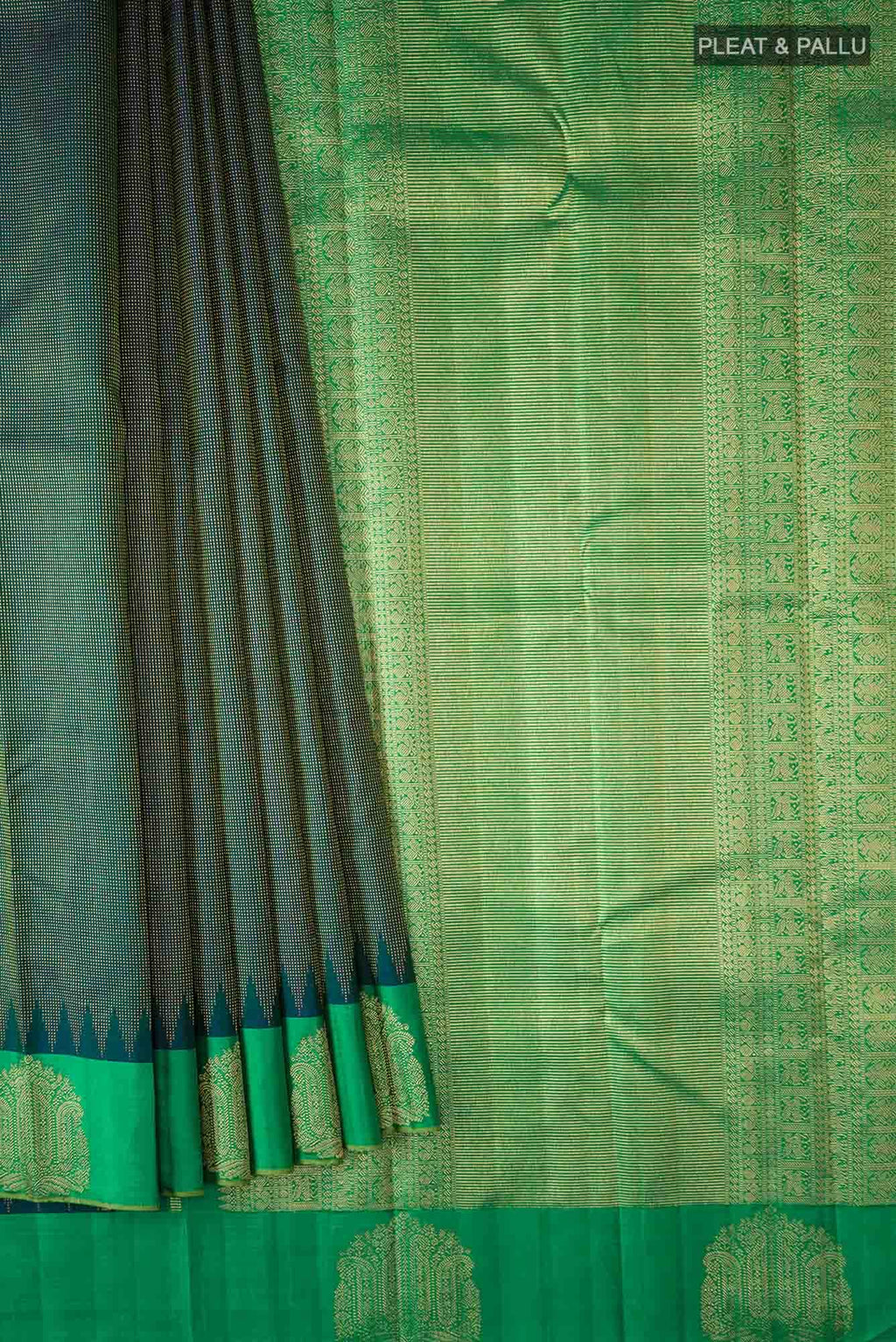Blue with Green Dual Tone Kanchipuram Silk Saree