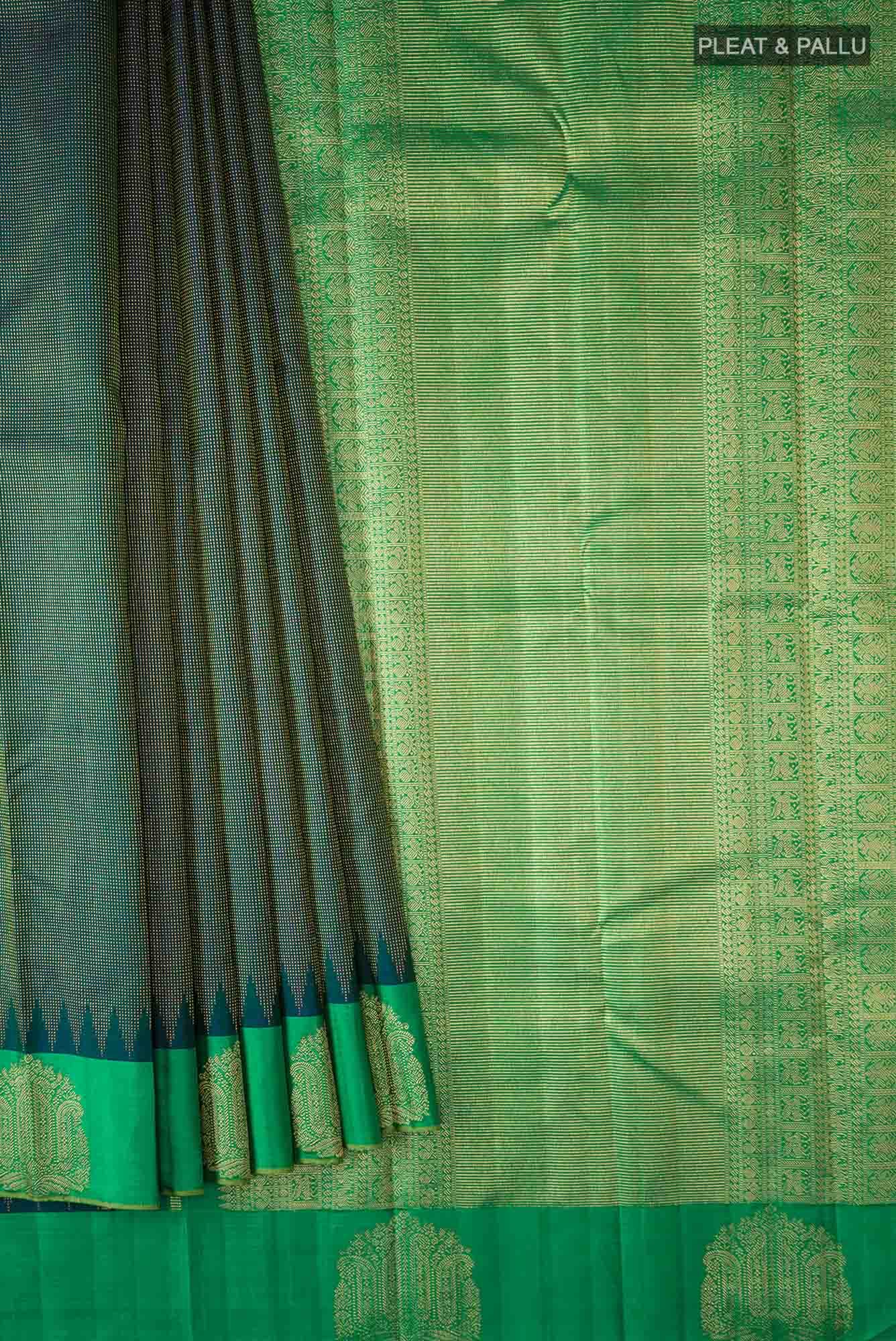 Blue with Green Dual Tone Kanchipuram Silk Saree