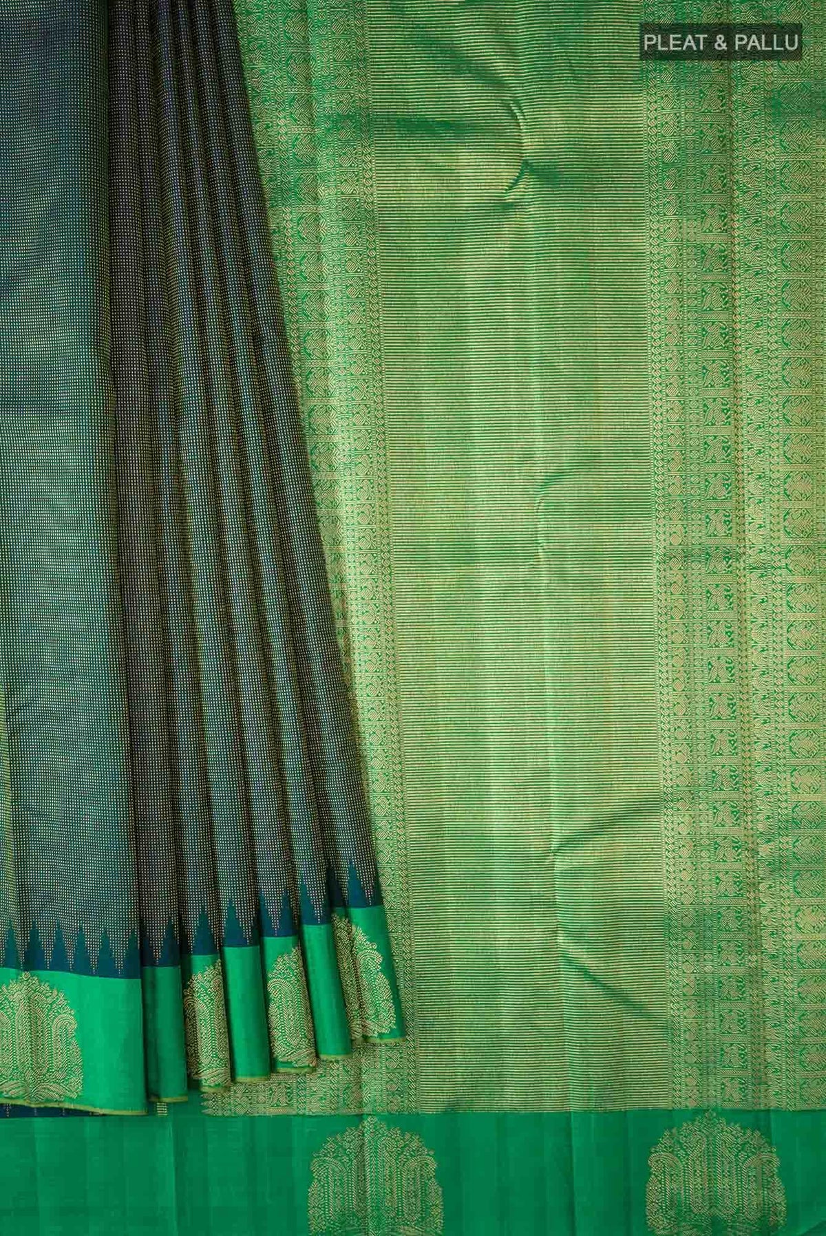 Blue with Green Dual Tone Kanjivaram Silk Saree