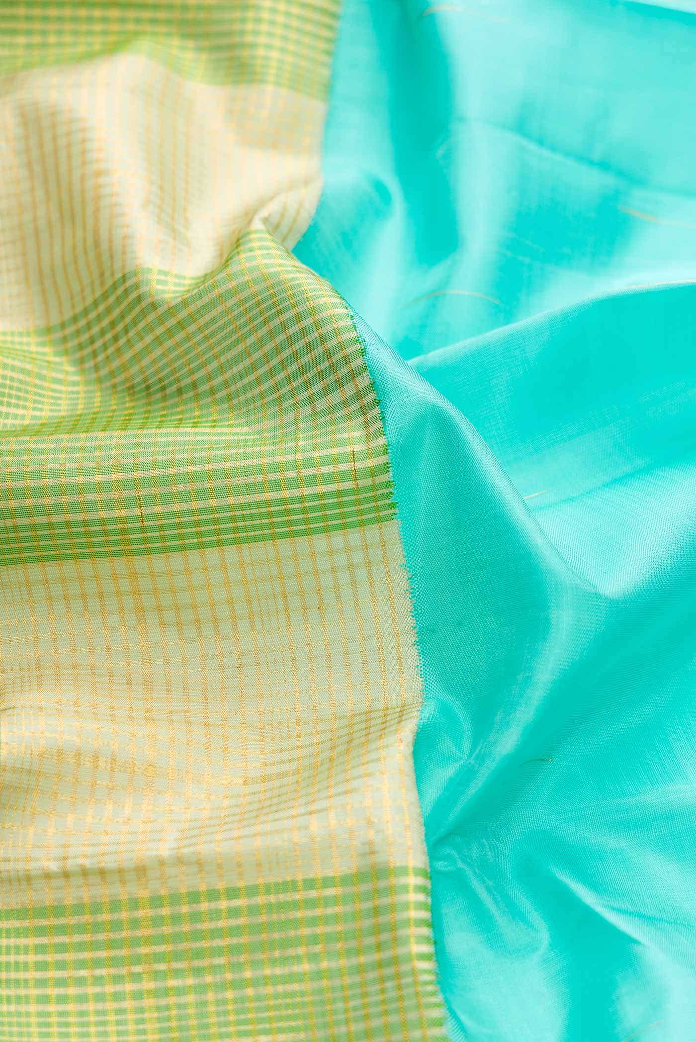 Sky Blue and Green Dual Tone Kanchipuram Silk Saree