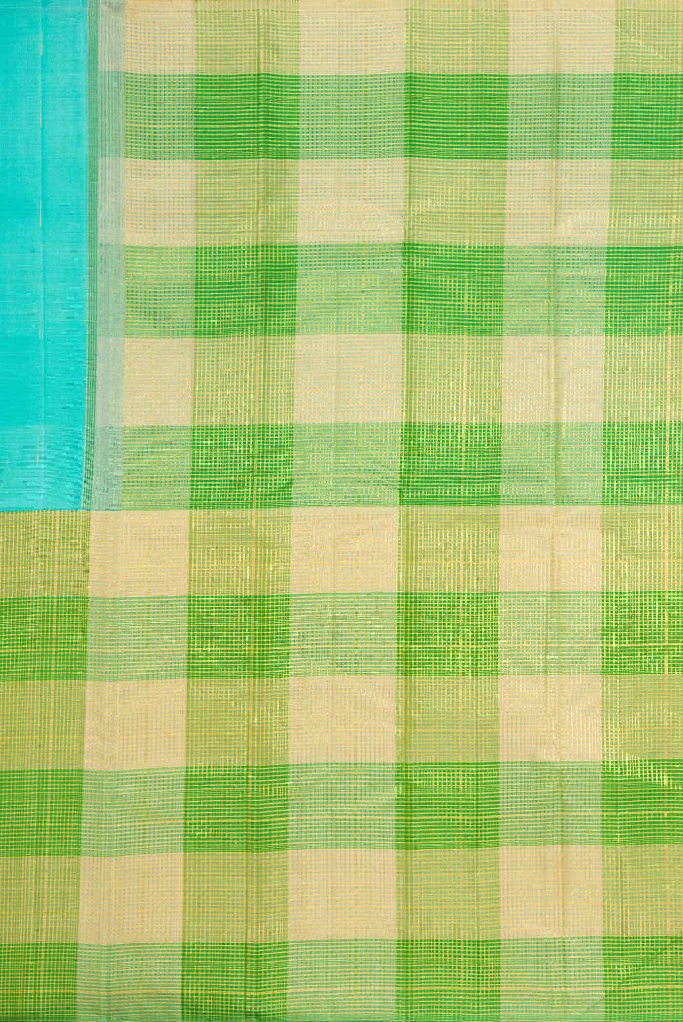 Sky Blue and Green Dual Tone Kanchipuram Silk Saree