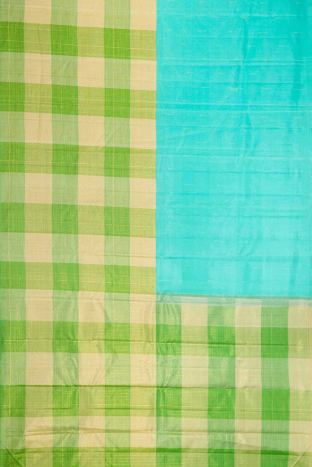 Sky Blue and Green Dual Tone Kanchipuram Silk Saree