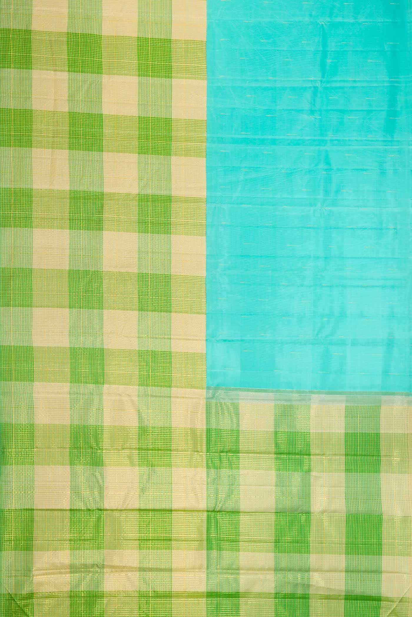 Sky Blue and Green Dual Tone Kanchipuram Silk Saree