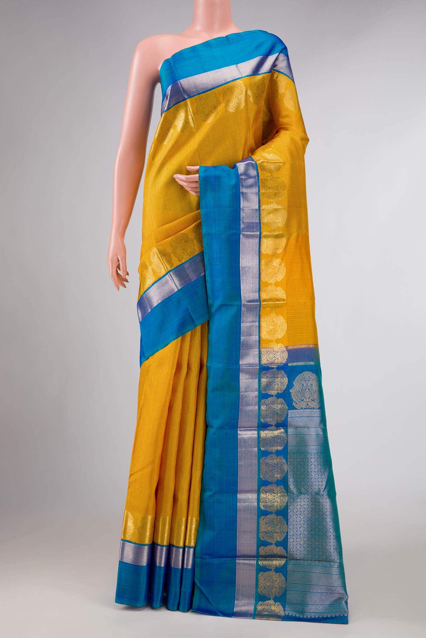 Mustard Dual Tone Kanchipuram Silk Saree