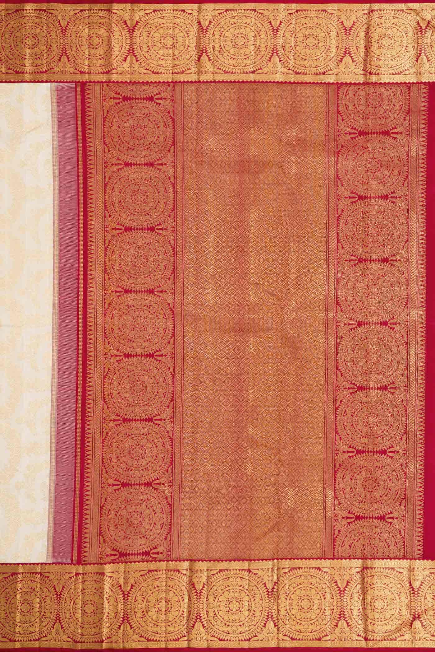 Off White Dual Tone Kanchipuram Silk Saree
