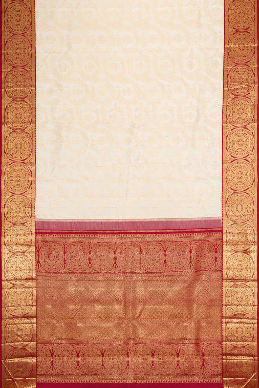 Off White Dual Tone Kanchipuram Silk Saree
