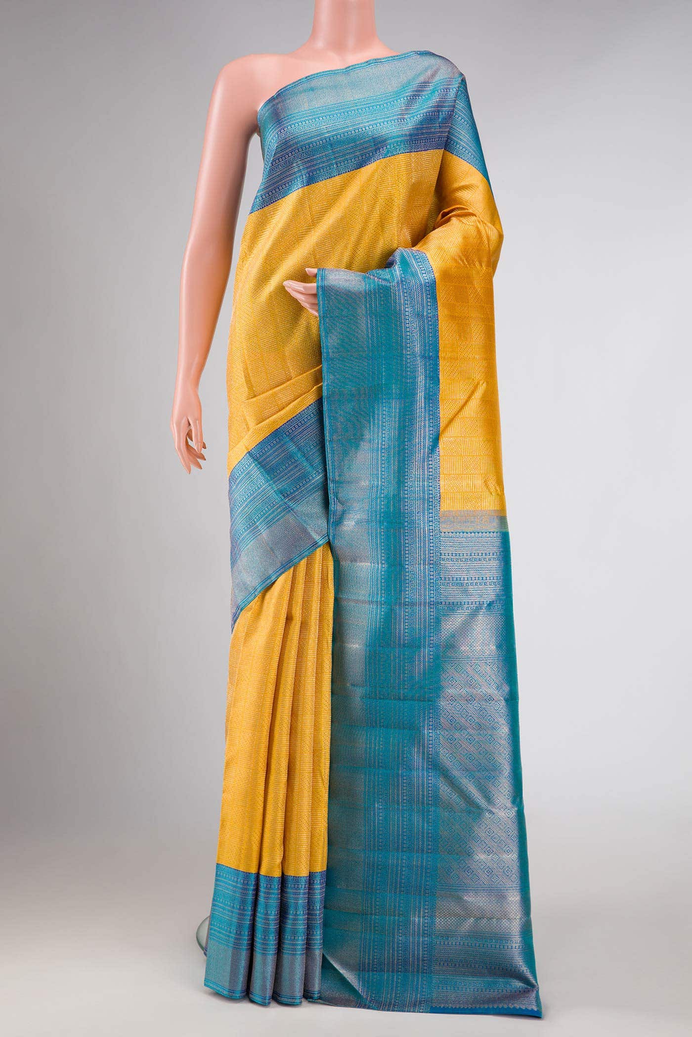 Mustard Dual Tone Kanchipuram Silk Saree